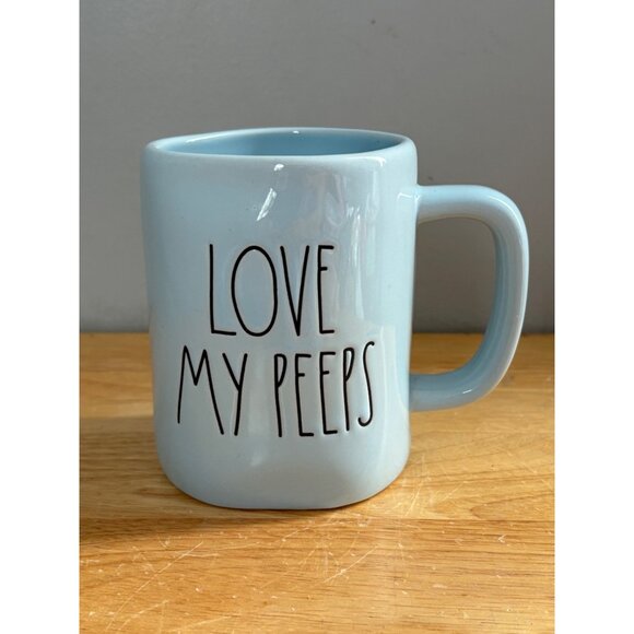 Rae Dunn Artisan Collection Love My Peeps Light Blue Ceramic Coffee Mug Easter - Picture 1 of 8